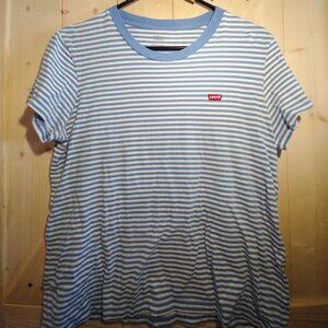 y2k Levis shirt blue white stripes Size M 80s 90s vintage